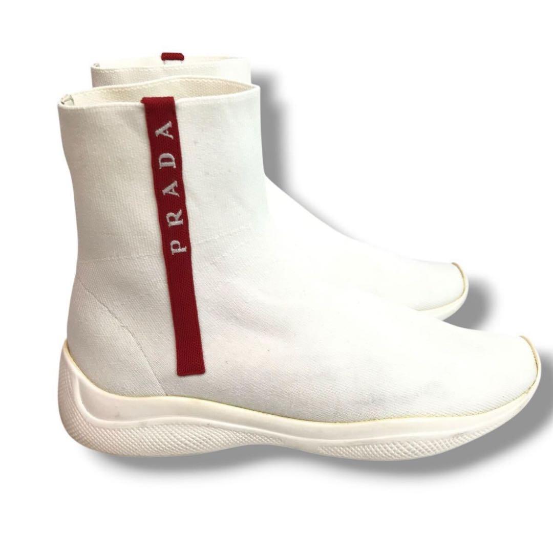 【PRADA】プラダ❤️ソックススニーカー・ショートブーツ✨ホワイト 37✨