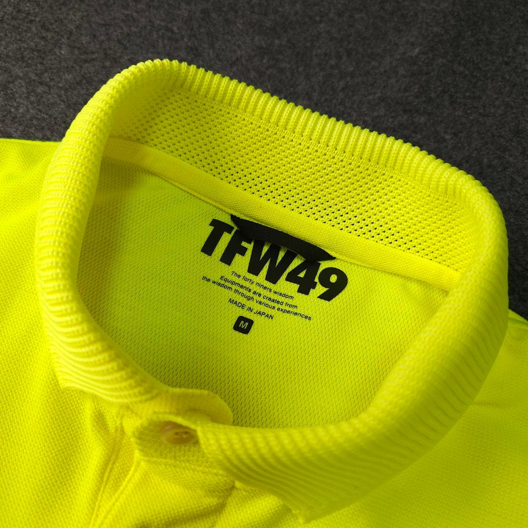 【TFW49】ロゴ刺繍 ワイドシルエット 半袖ゴルフポロシャツ イエロー M