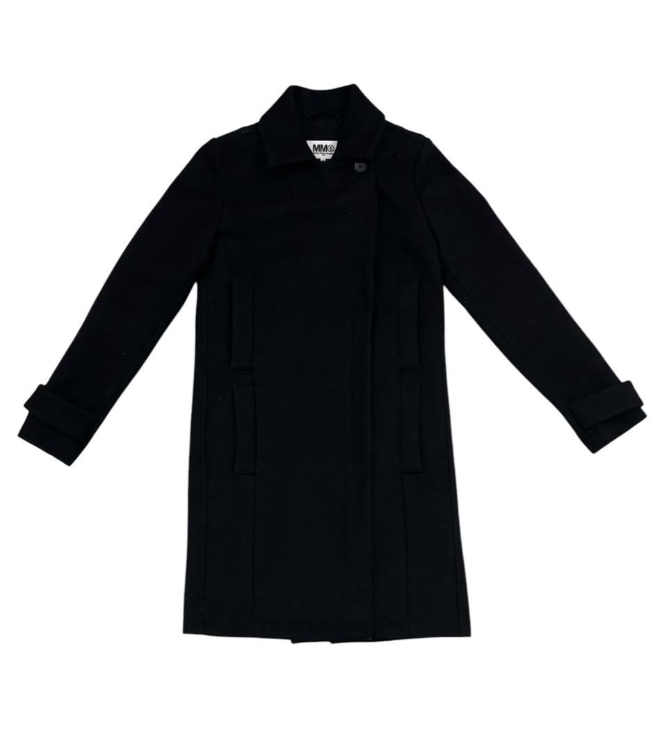 MM6 メルトンウールカーコート ブラック ポケット ファスナースリット 36