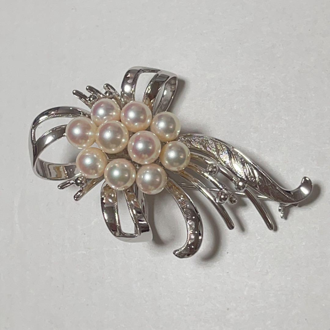 本真珠　アコヤ真珠　シルバーブローチ