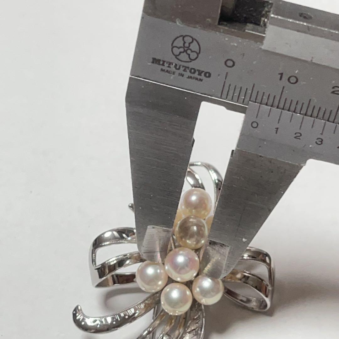 本真珠　アコヤ真珠　シルバーブローチ