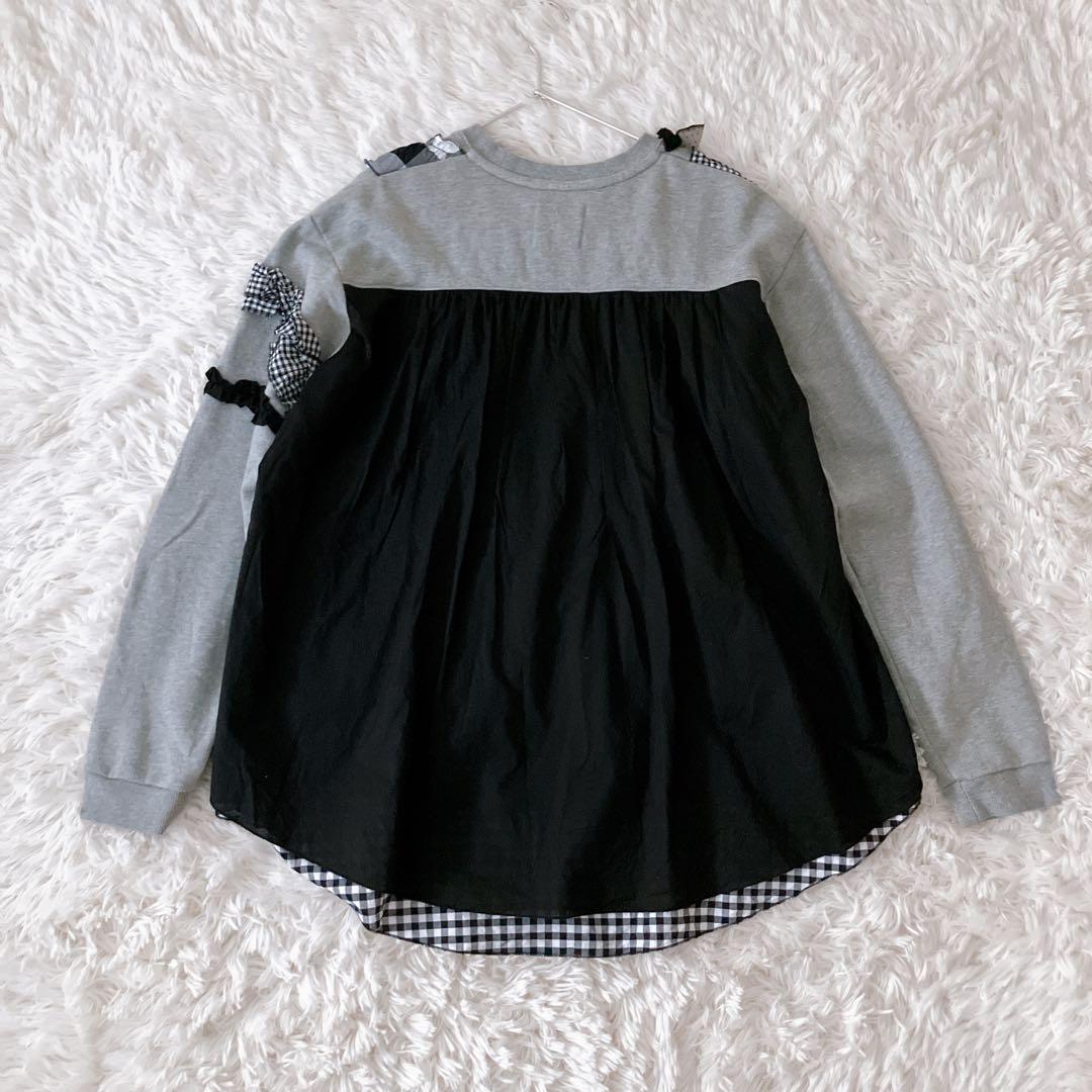 BEAMS BOY TORI-TO 別注 リボン スウェット シャツ グレー