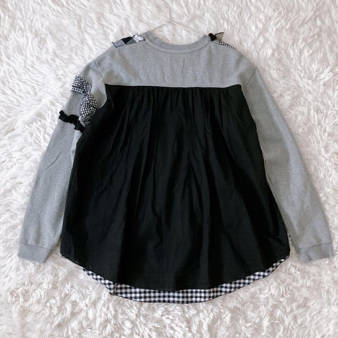 BEAMS BOY TORI-TO 別注 リボン スウェット シャツ グレー