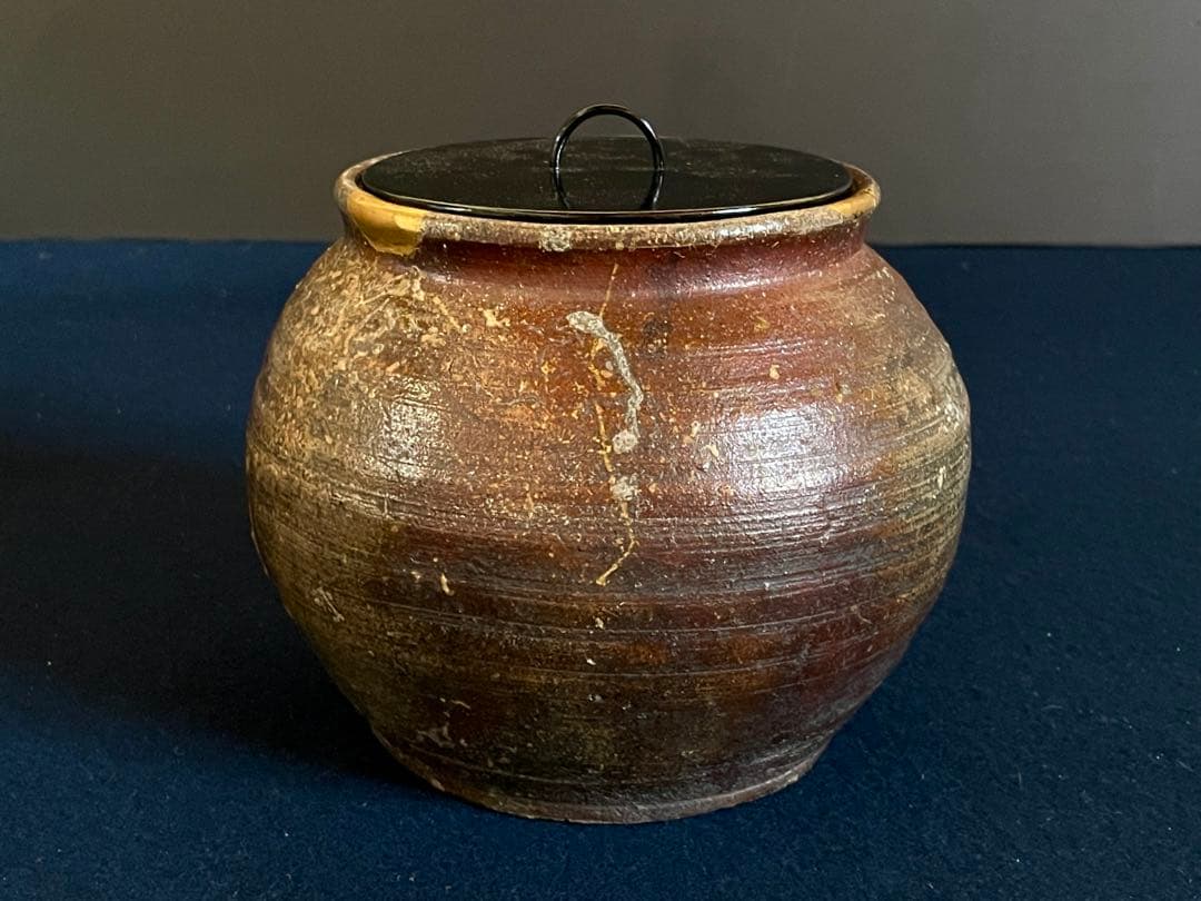 割引❣️『母』 古備前 水指 胡麻窯変 塗り蓋 金継ぎ 備前焼 茶道具 （B）