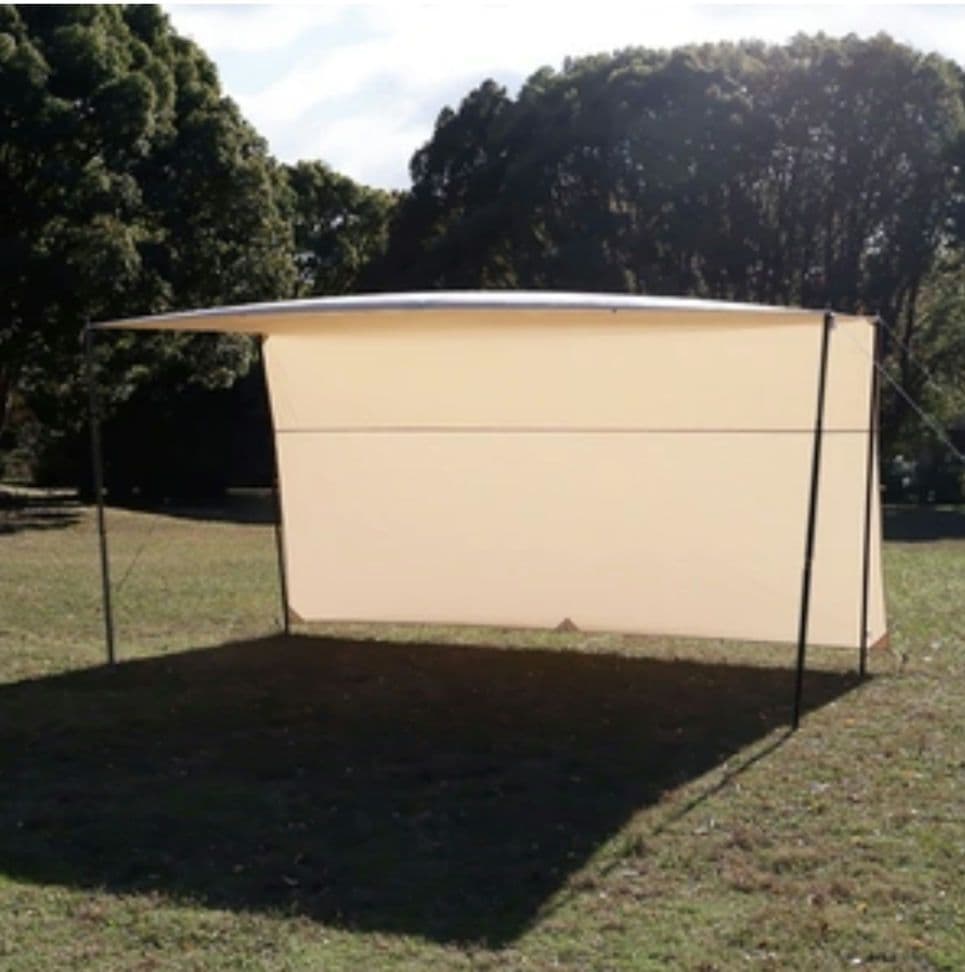 【新品】ハイランダー製ベージュ焚き火440×440大型TCレクタタープ