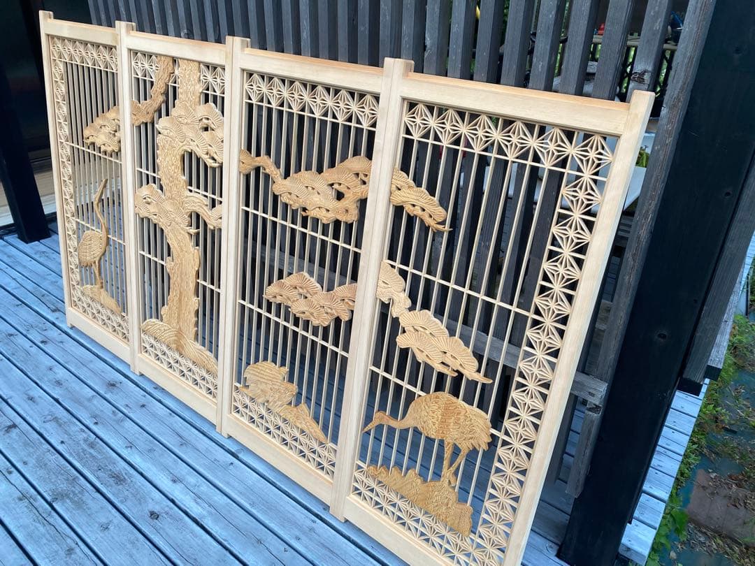 欄間　組子細工　建具　古民家　4枚セット