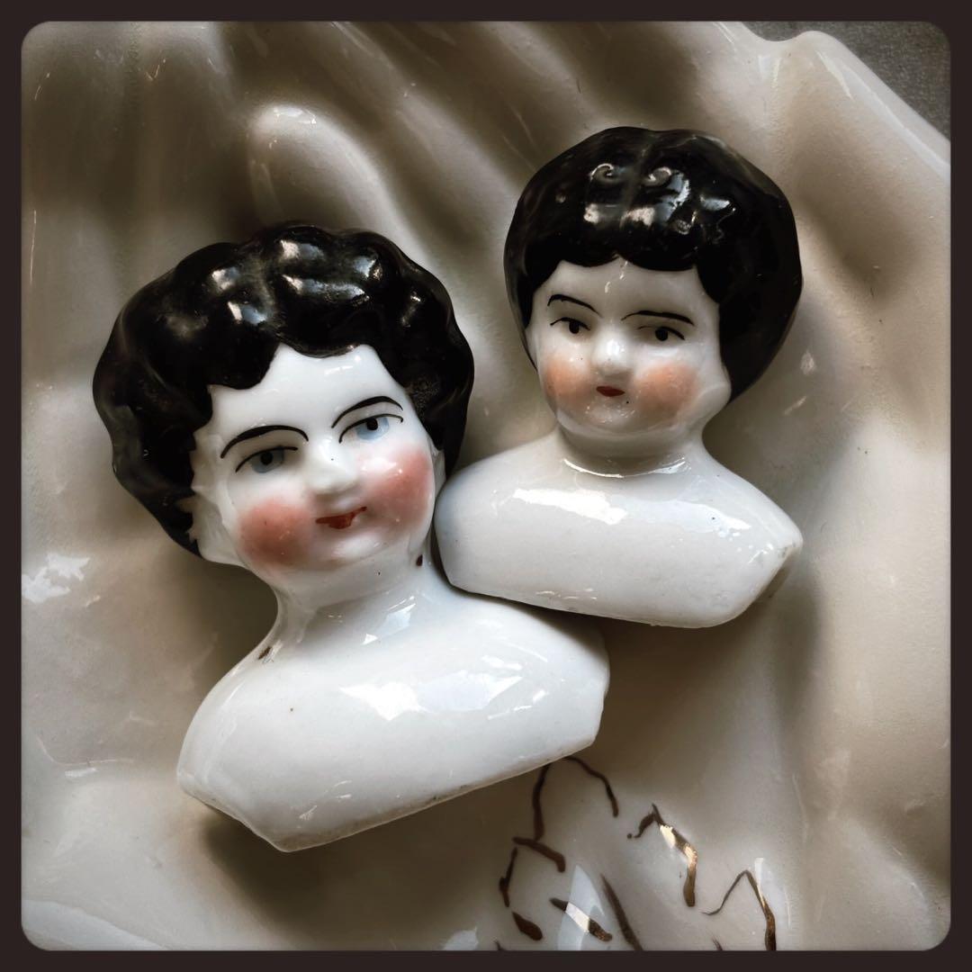 アンティーク チャイナヘッドドール　 ヘッドパーツ２個セット ビスクドール