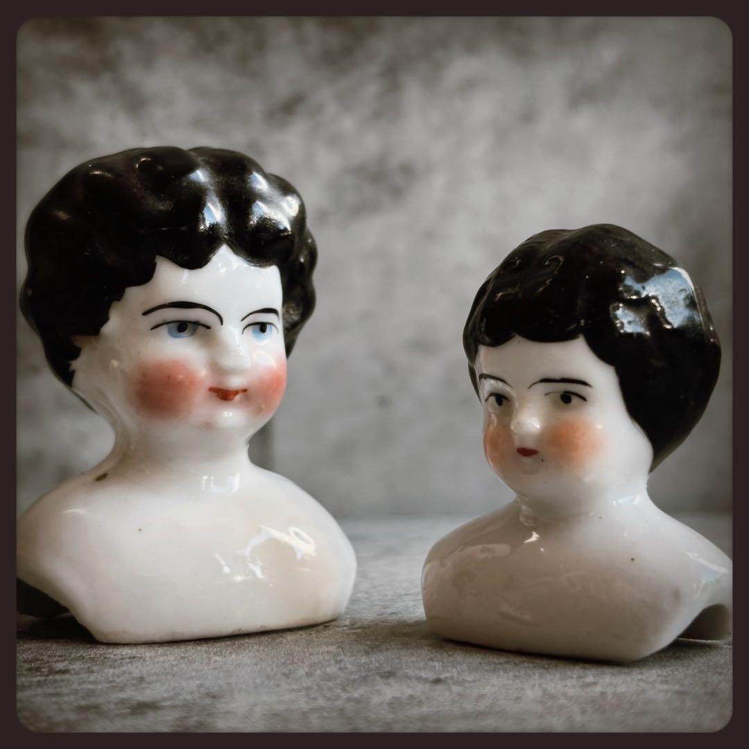 アンティーク チャイナヘッドドール　 ヘッドパーツ２個セット ビスクドール