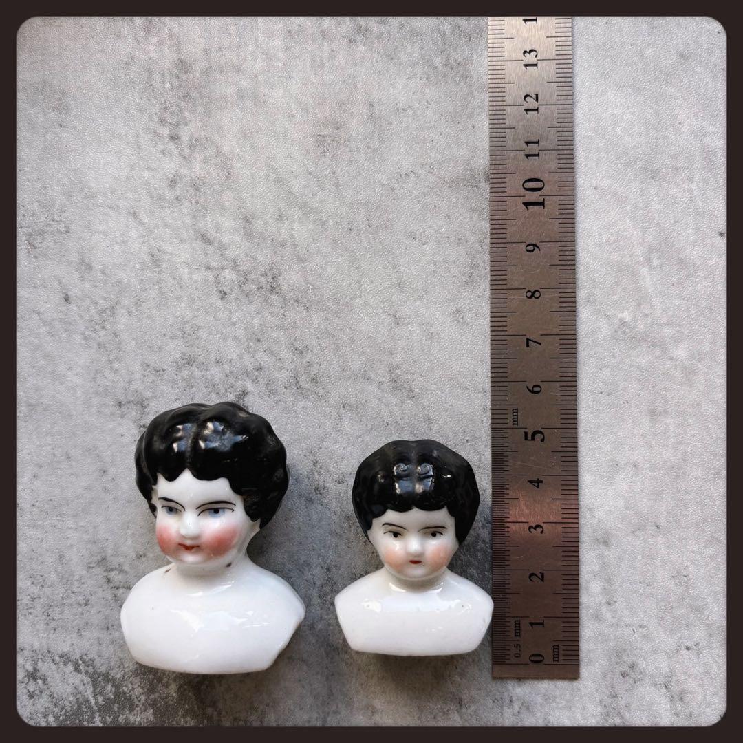 アンティーク チャイナヘッドドール　 ヘッドパーツ２個セット ビスクドール