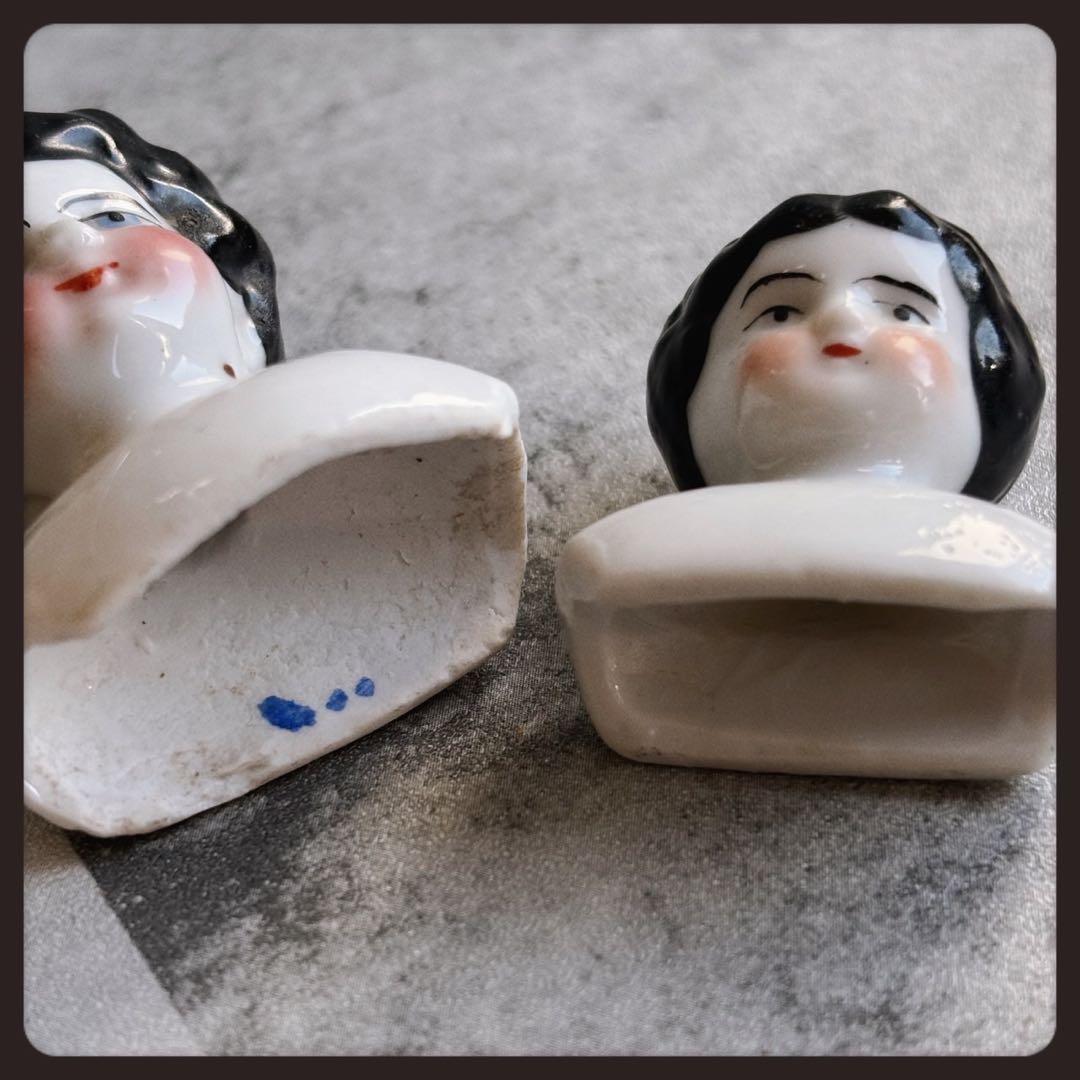 アンティーク チャイナヘッドドール　 ヘッドパーツ２個セット ビスクドール