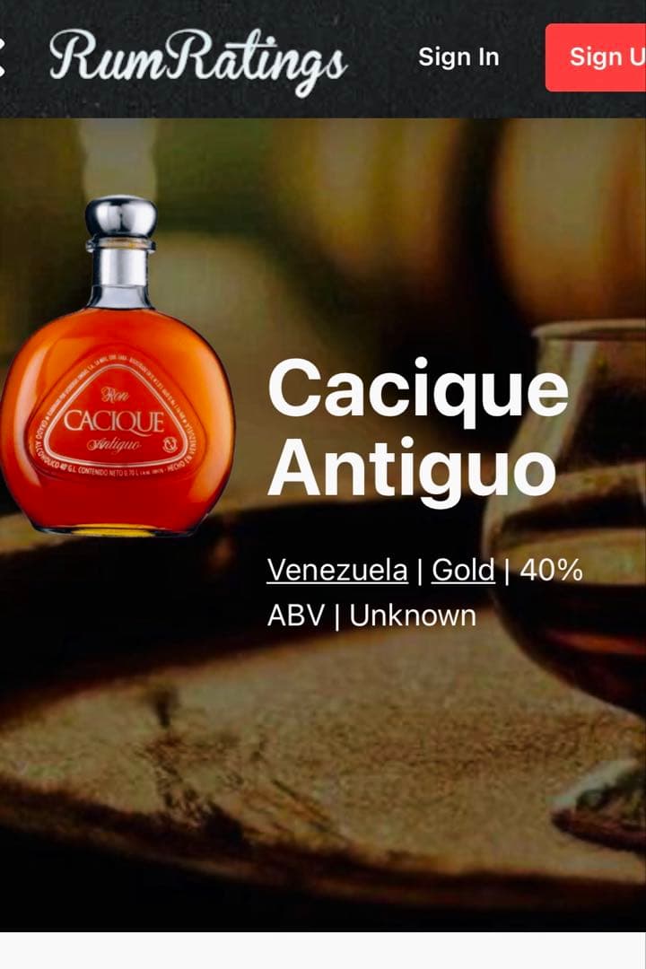 Cacique Antiguo Rum 40% カシケ ラム酒 アンティーク