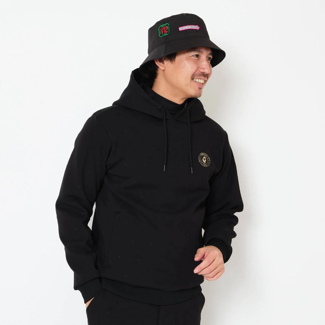 V12 Lサイズ 新品 黒フード付きトレーナー 星刺繍