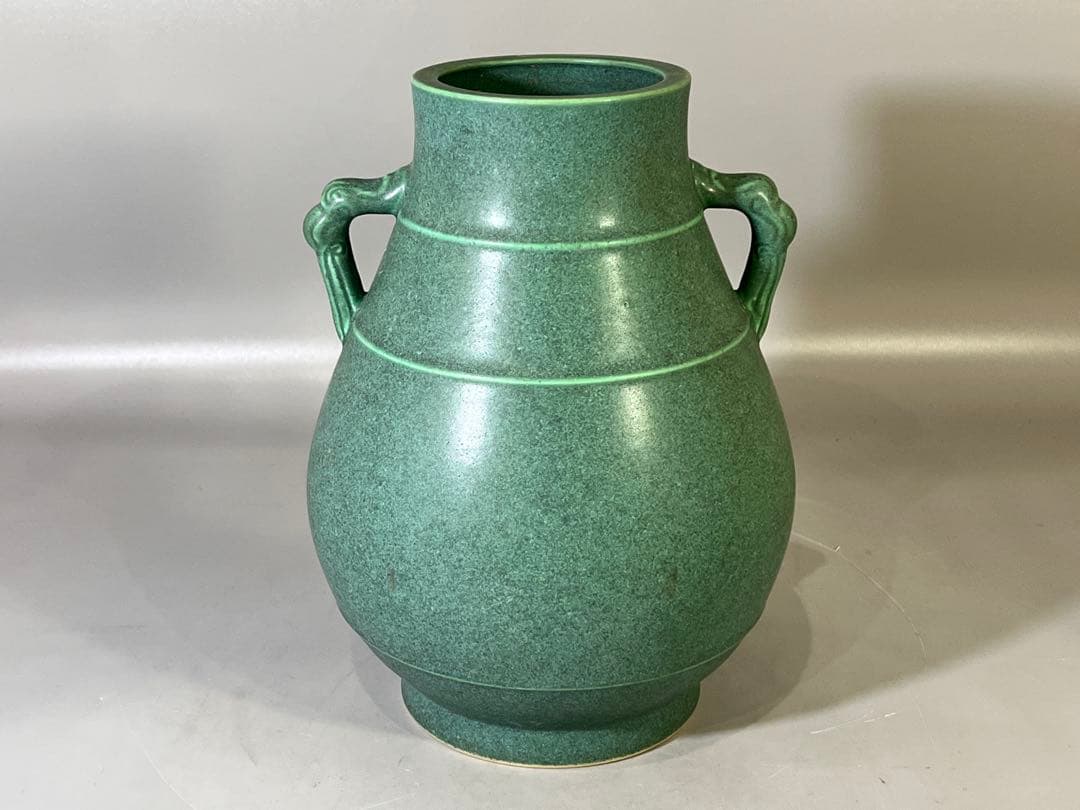 DT694 爐鈞釉 双耳花生 瓶 作家物 美品