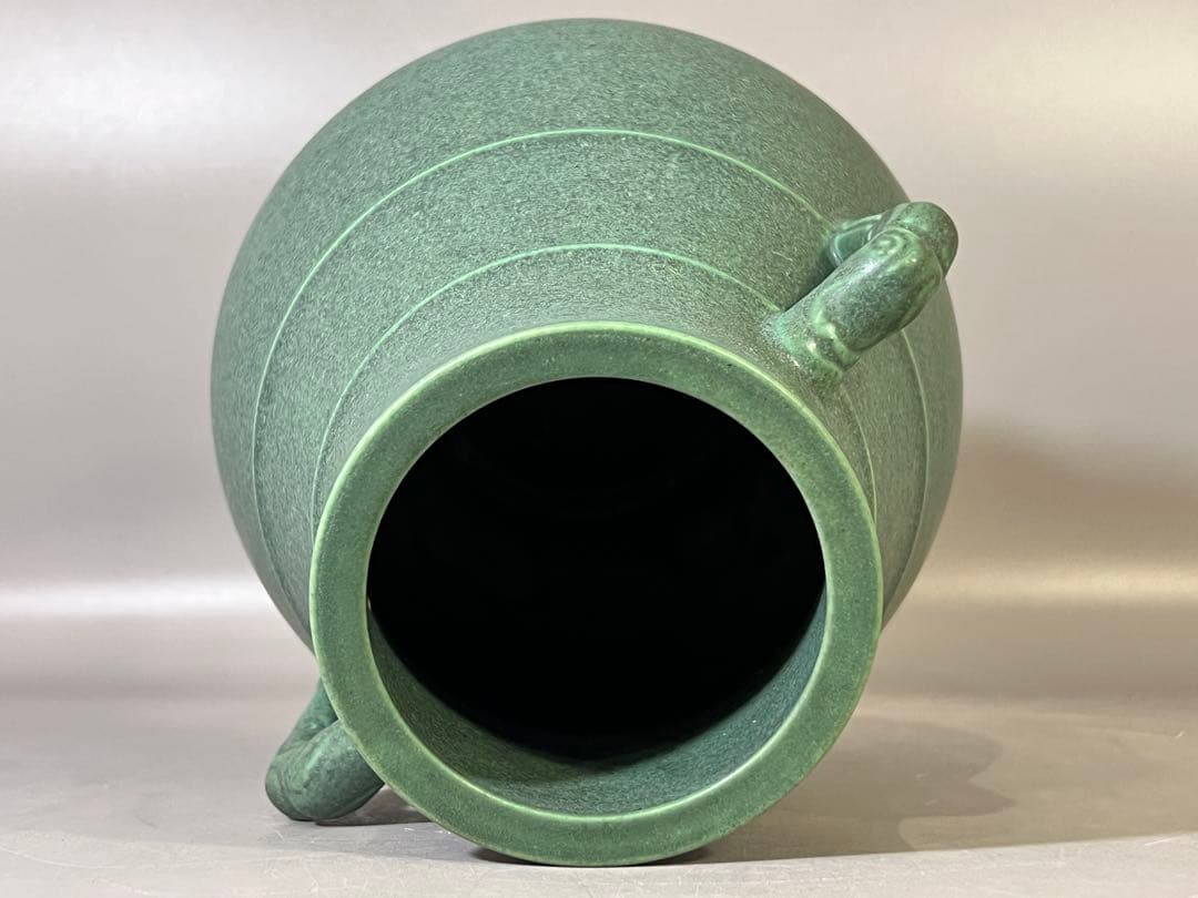 DT694 爐鈞釉 双耳花生 瓶 作家物 美品