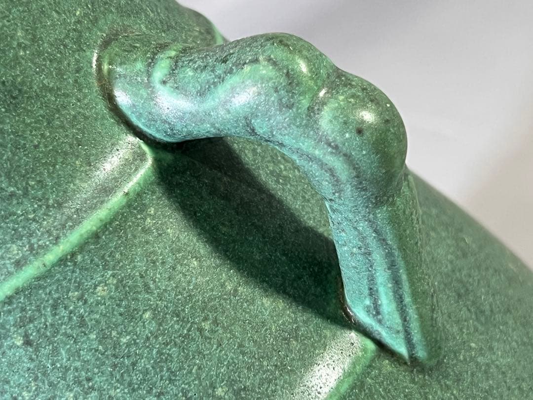 DT694 爐鈞釉 双耳花生 瓶 作家物 美品