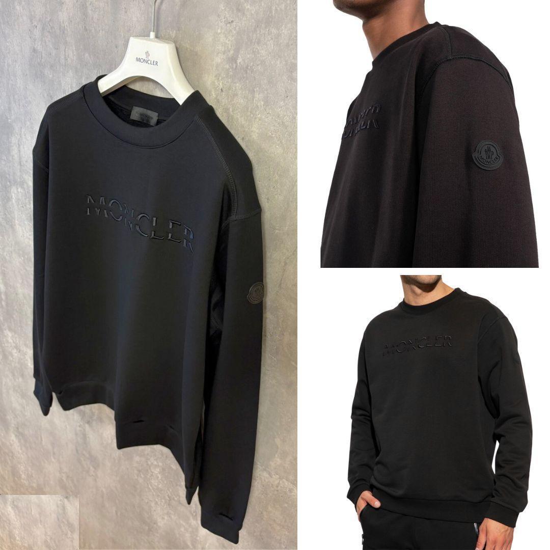 新品未使用☆MONCLER 3Dレタリング刺繡ロゴ スウェット XL Black