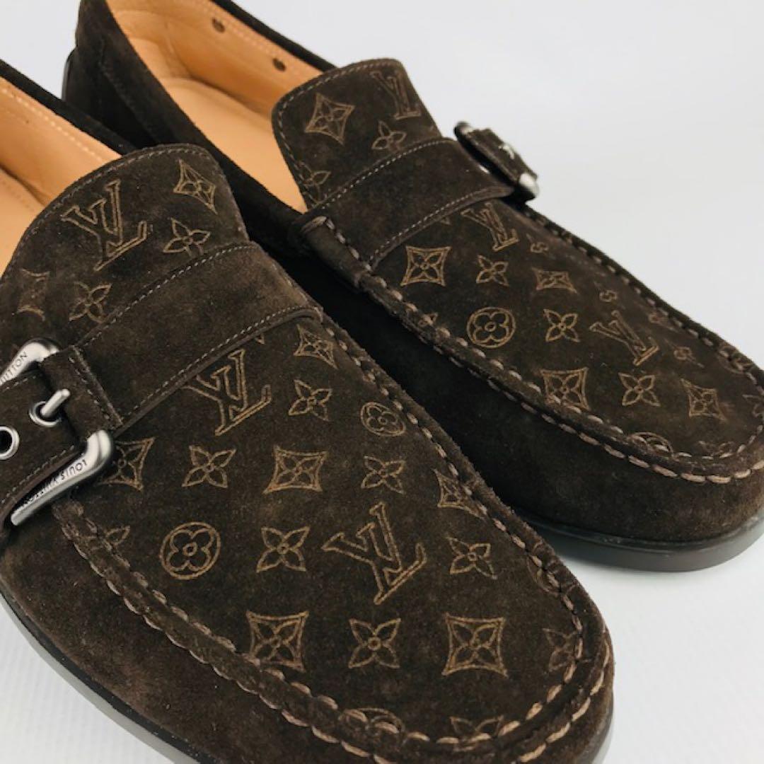 美品★ルイヴィトン・レザー モノグラム柄 ドライビングシューズ(91/2)