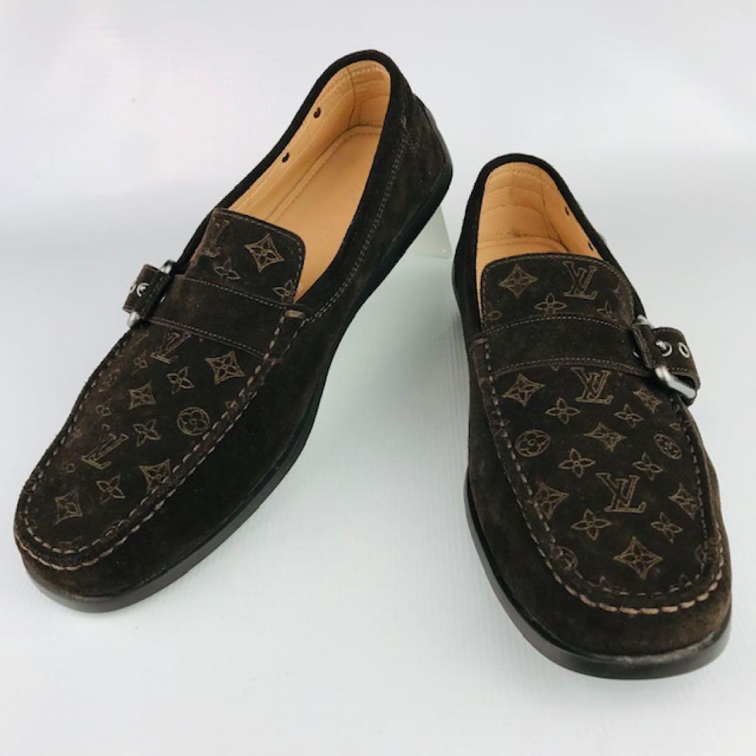 美品★ルイヴィトン・レザー モノグラム柄 ドライビングシューズ(91/2)