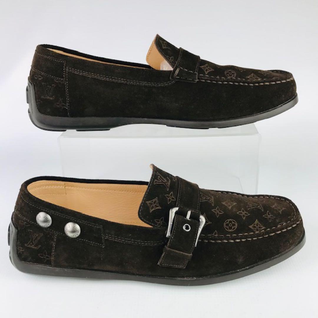 美品★ルイヴィトン・レザー モノグラム柄 ドライビングシューズ(91/2)
