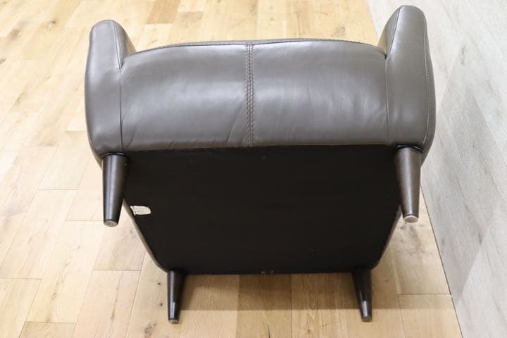 GMFK392○IDC大塚家具 アームチェア フォルテ 総革 グレー 1人掛けソ