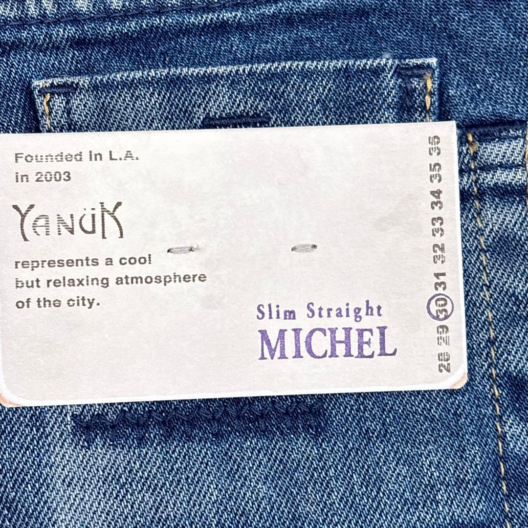 未使用級 YANUK MICHEL ミシェル 30 ストレッチ ヒゲ ハチノス
