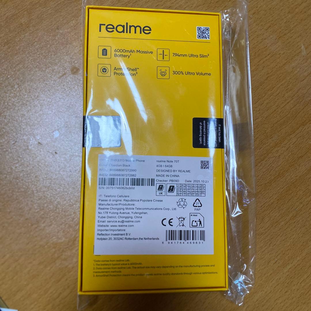 スマートフォン本体 realme Note 70T 4gb+64gb