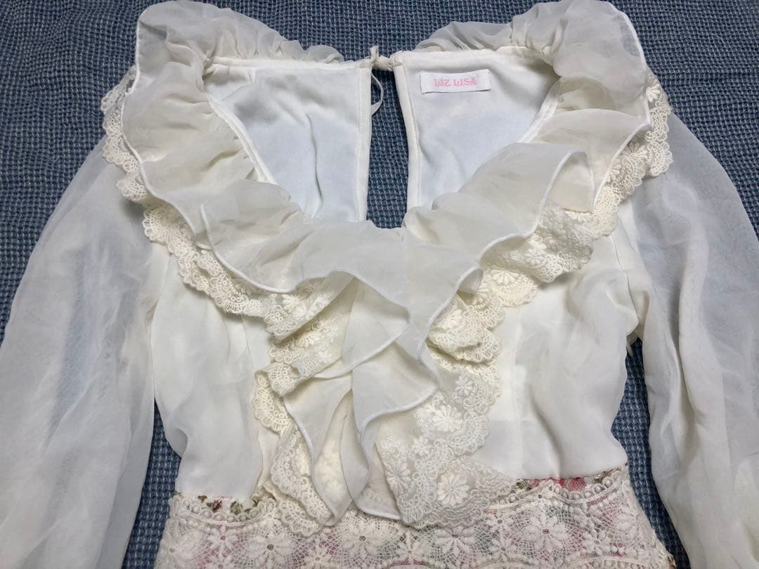 店舗限定LIZLISA花柄　フリルワンピース　ピンク薔薇　レース