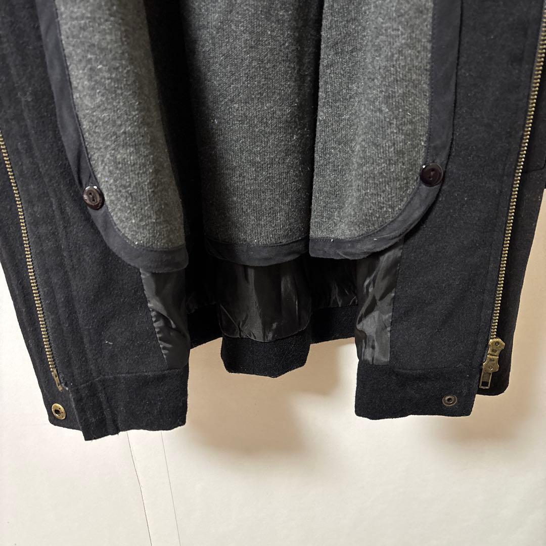 BEARDSLEY ビアズリー【Ｆ】膝丈コート ブラック フード ライナー 毛混