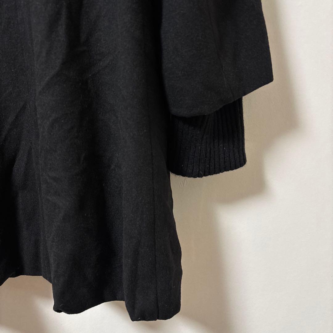 BEARDSLEY ビアズリー【Ｆ】膝丈コート ブラック フード ライナー 毛混