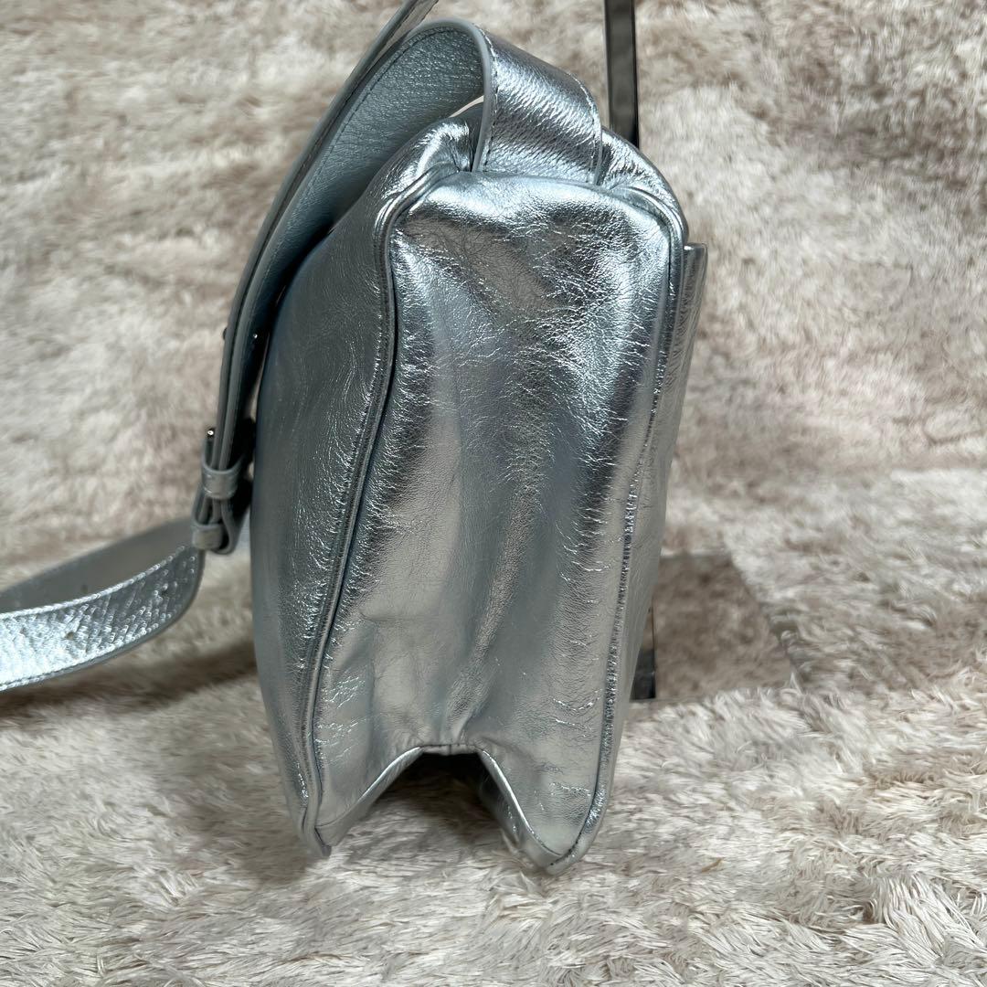 未使用級✨　イアパピヨネ　スワローマチショルダーバック　シルバー　レザー