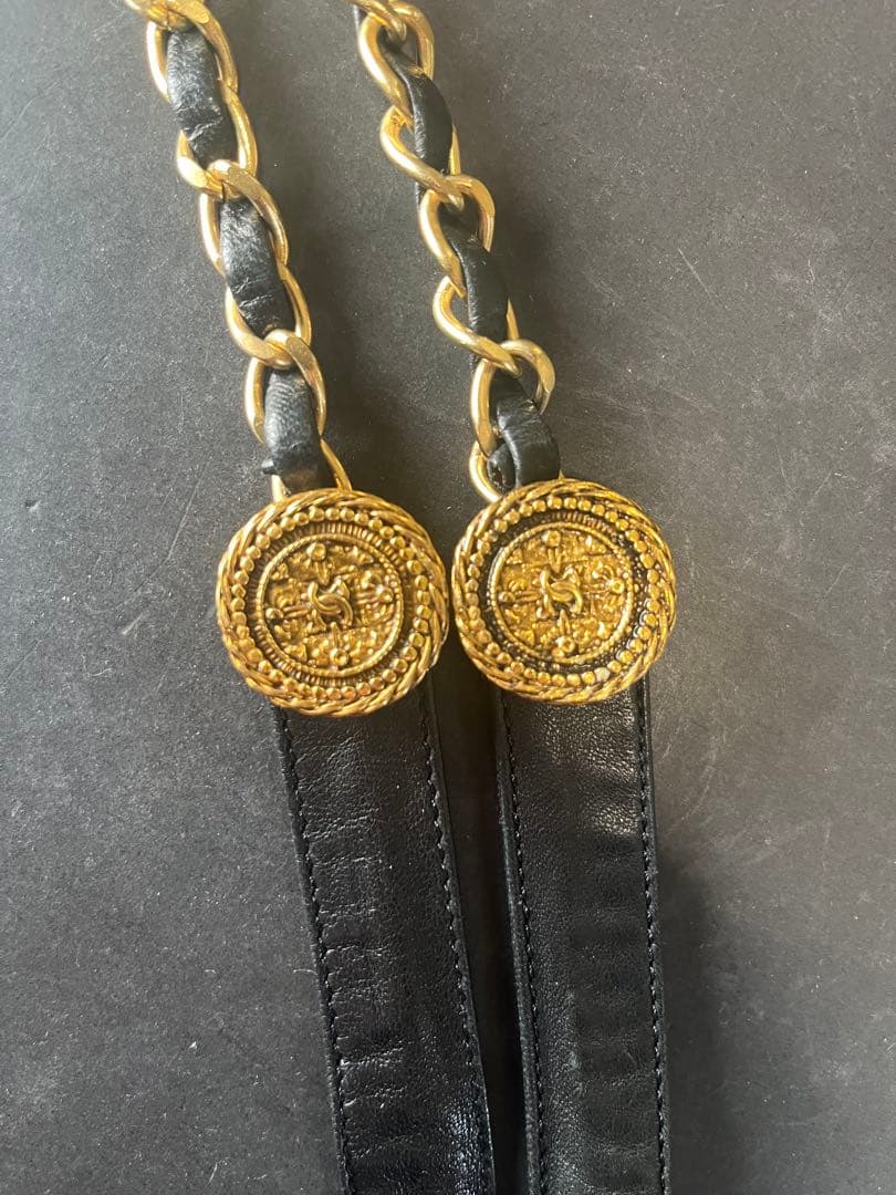 た*や様 CHANEL シャネル ココマーク リボン チェーン ベルト ブラック