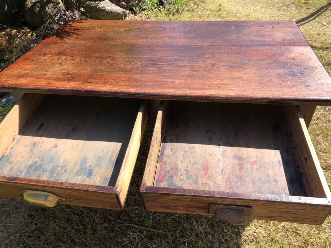 昭和初期【古物　文卓】引き出し机