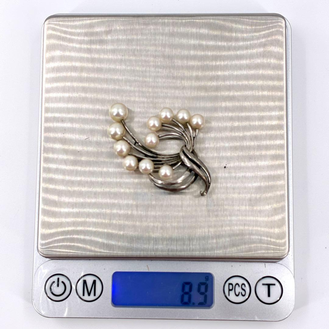 MIKIMOTO ミキモト ブローチ アコヤ真珠 パール フラワー シルバー