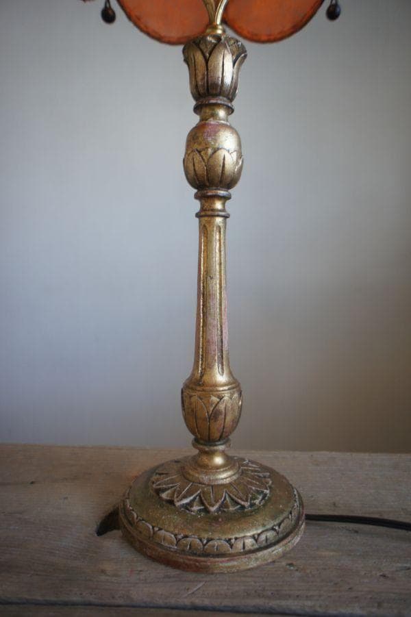 フランスアンティーク　木製スタンド　ランプ　照明　PARIS　ブロカント