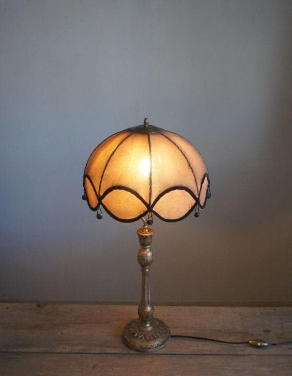 フランスアンティーク　木製スタンド　ランプ　照明　PARIS　ブロカント