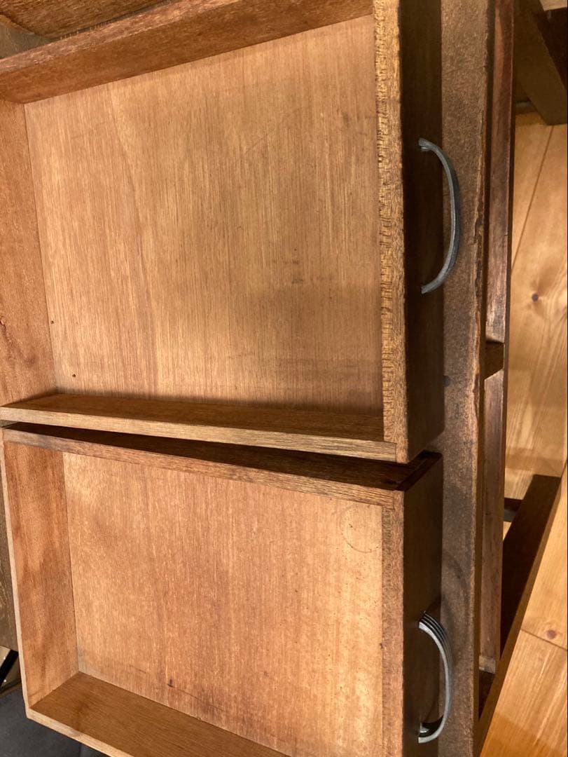 木製ダークブラウンデスク 引き出し6つ付き　アンティーク家具