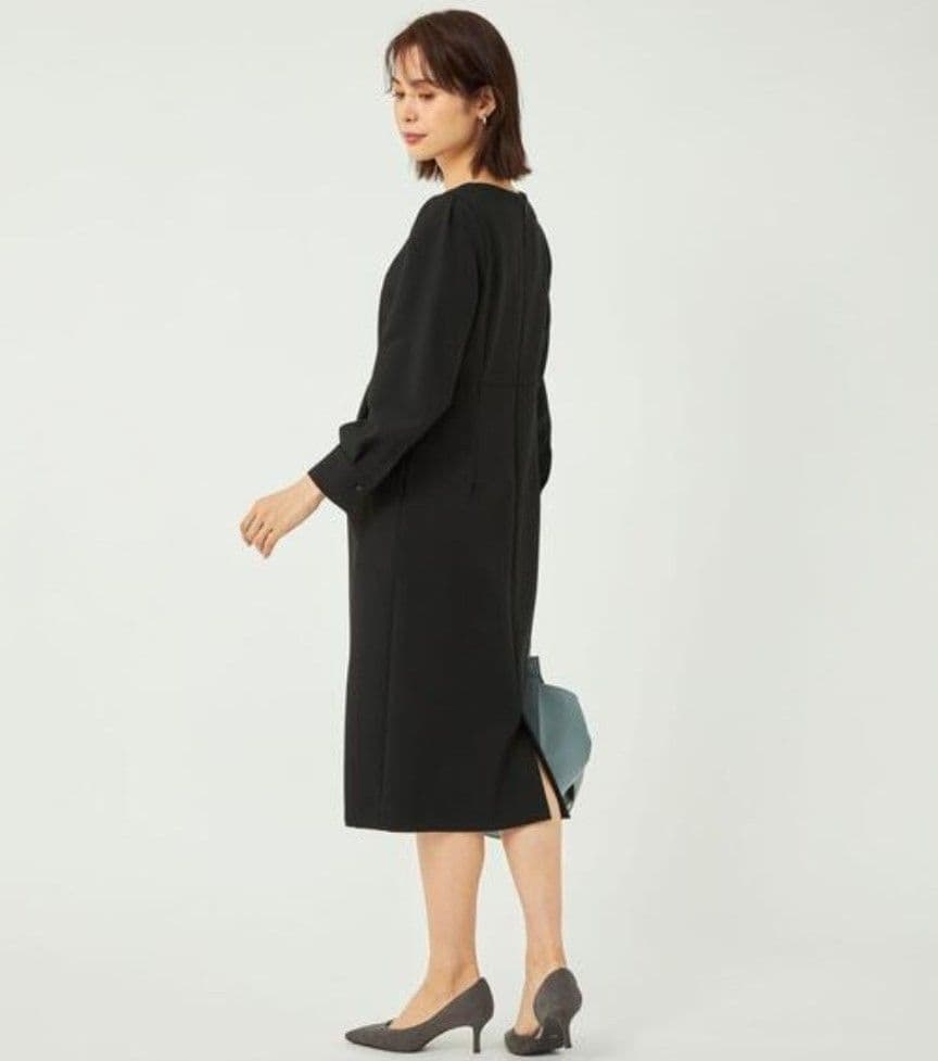 グリーンレーベルリラクシング ダブルクロス ワンピース 長袖ワンピース 黒