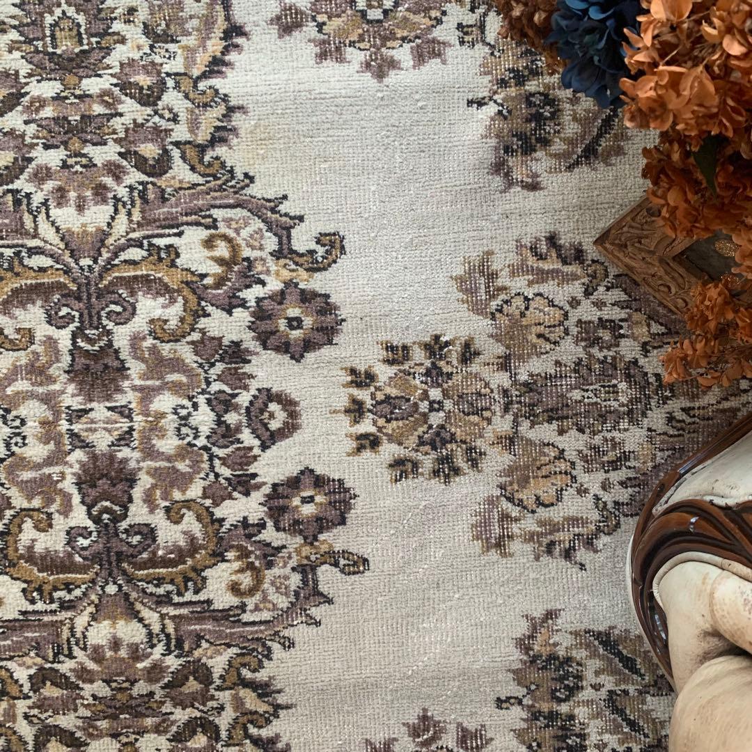 超大判　幅広　252× 147 トルコヴィンテージラグ　ボタニカル　雅紀さん