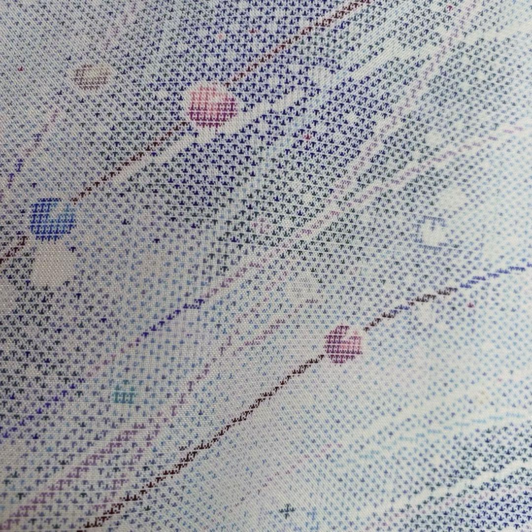 本場白大島紬　玉模様　9マルキ　しつけ付き