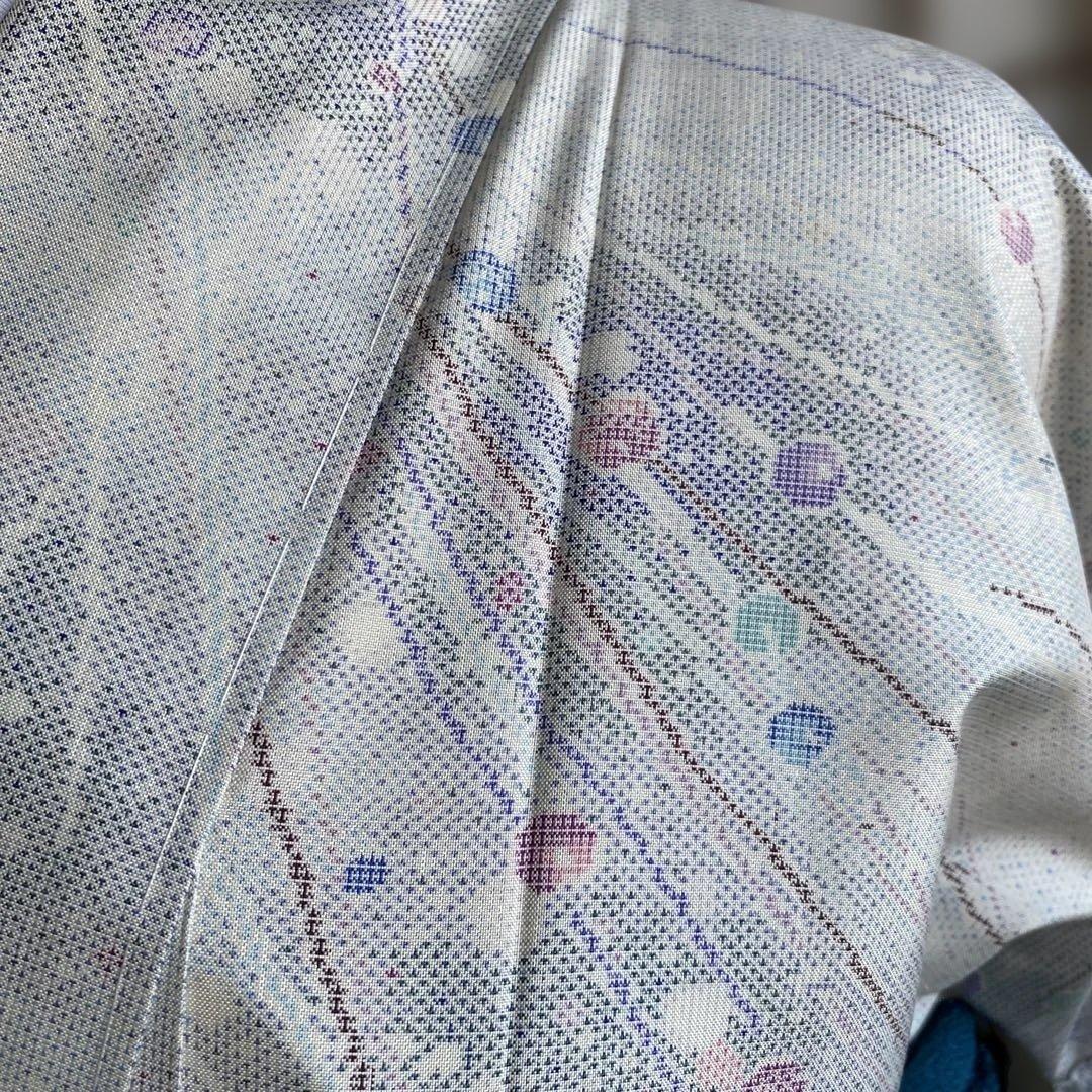 本場白大島紬　玉模様　9マルキ　しつけ付き