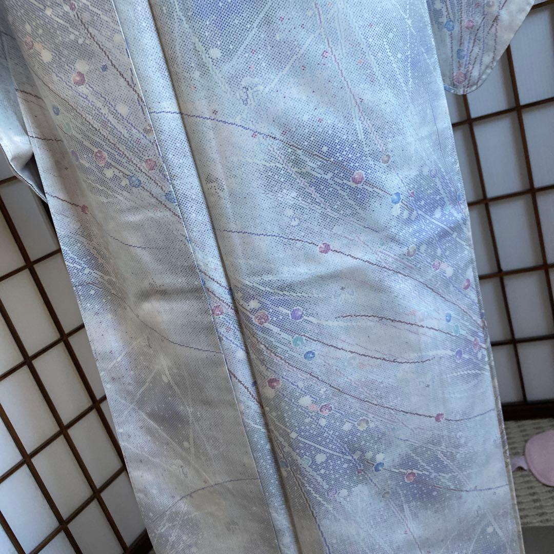 本場白大島紬　玉模様　9マルキ　しつけ付き
