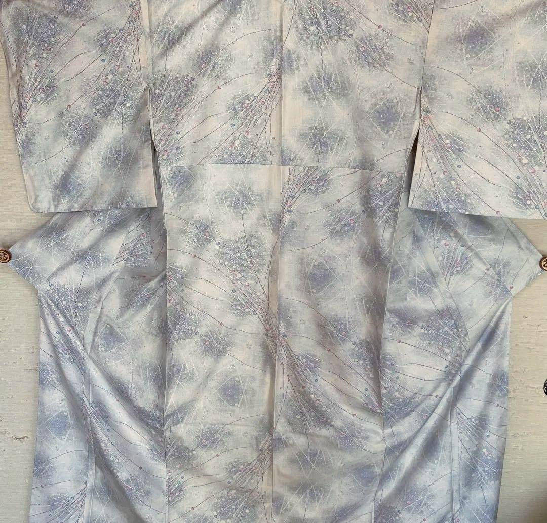 本場白大島紬　玉模様　9マルキ　しつけ付き