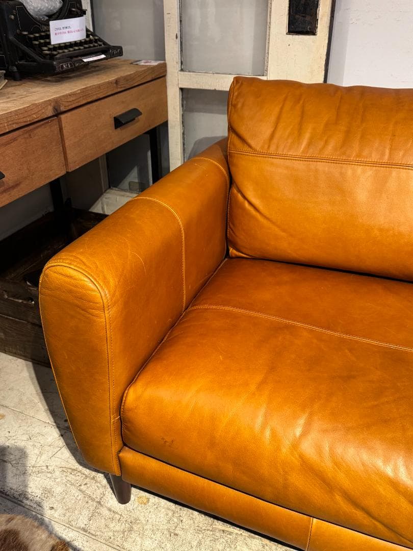 offer9　Richソファ　２.５P　総革張り　キャメルブラウン