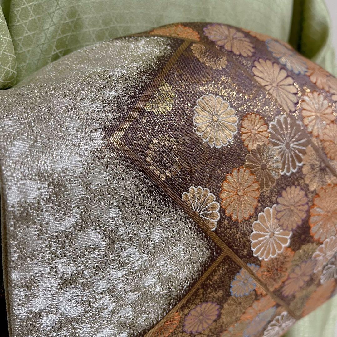 k233 正絹 亀甲地紋 訪問着 4点フルセット 身丈156裄丈65