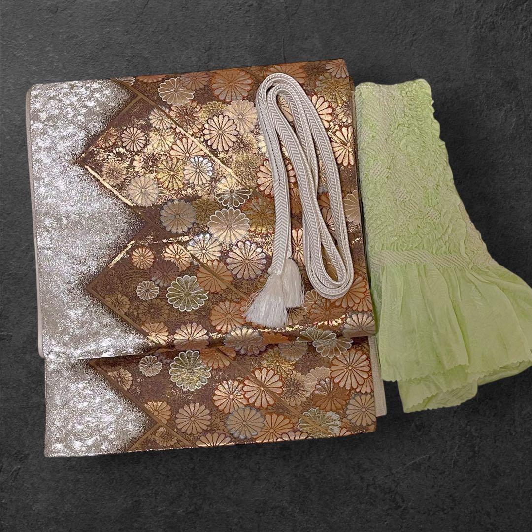 k233 正絹 亀甲地紋 訪問着 4点フルセット 身丈156裄丈65