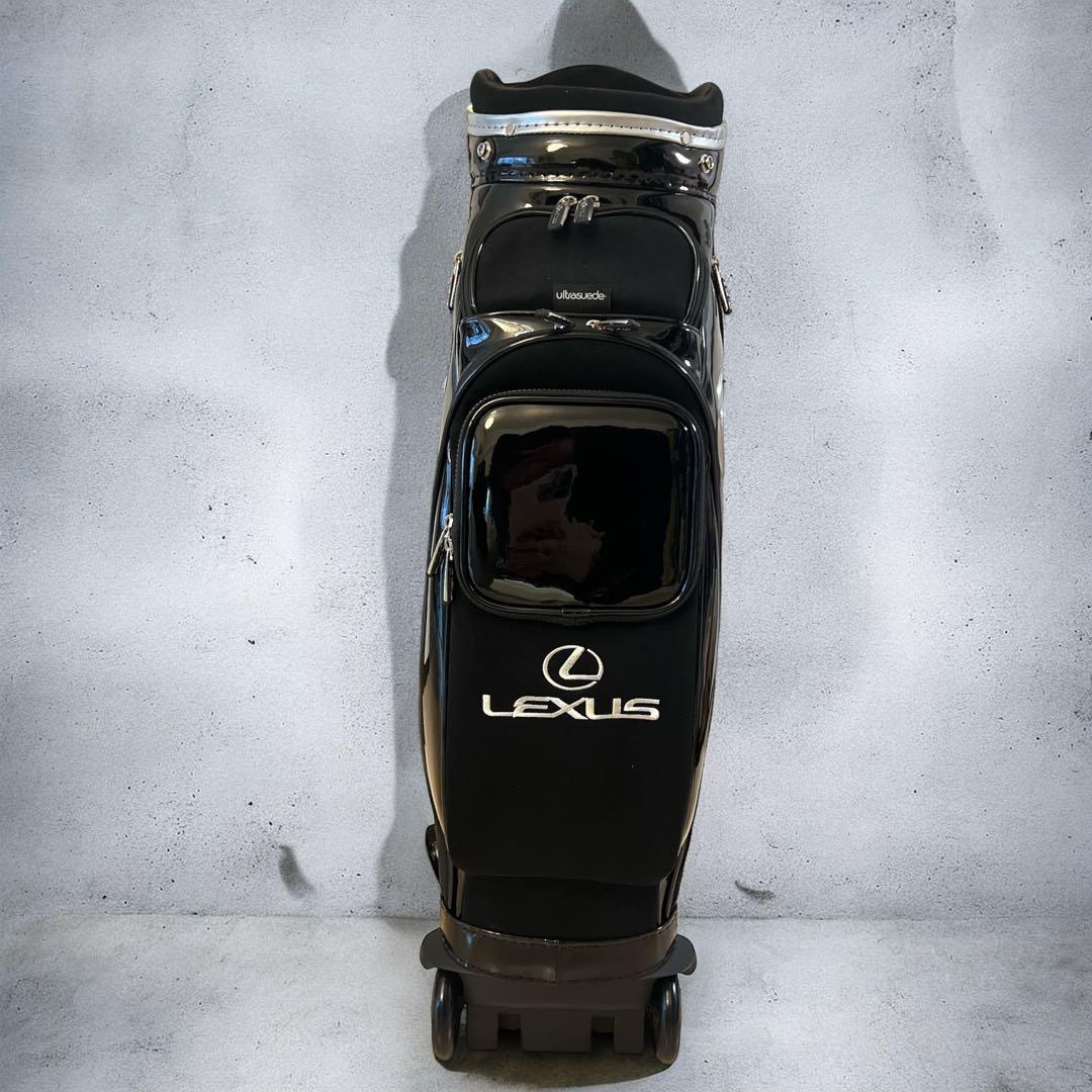 最終値下新品LEXUS ブラック キャディバッグ ホイール付　ヘッドカバー3個付
