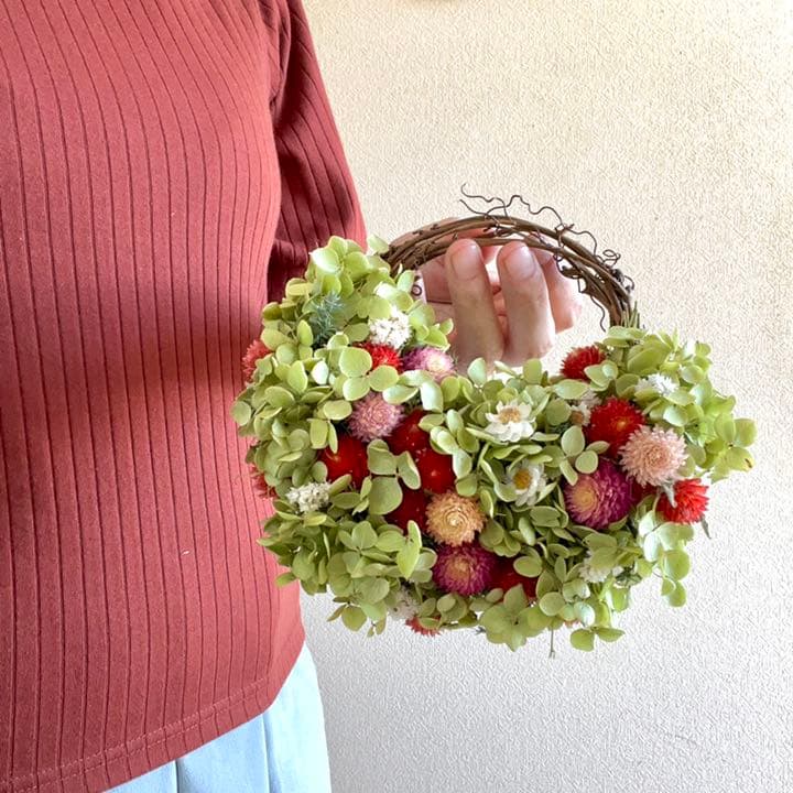 アナベル紫陽花　花畑リース