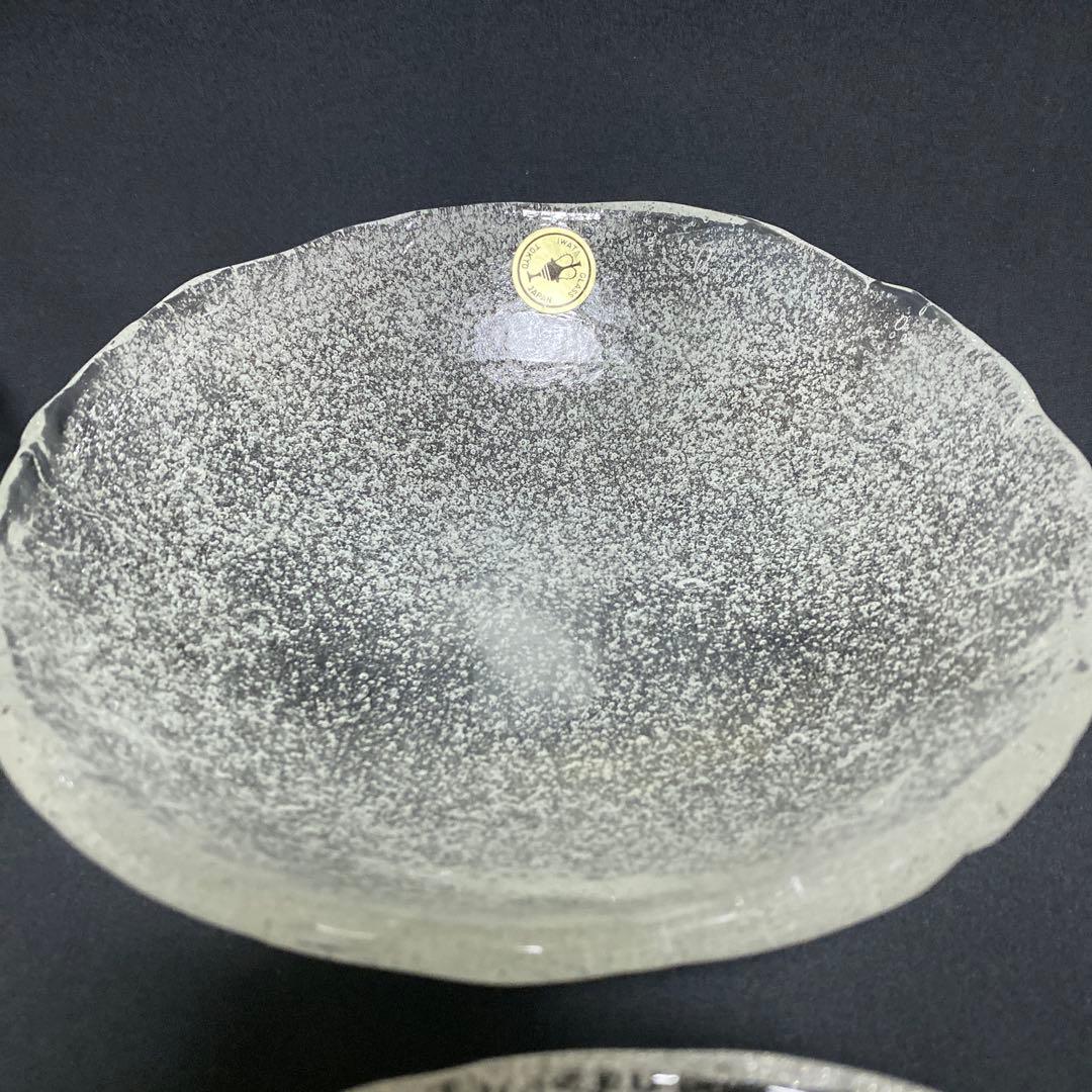 岩田ガラス　気泡　ガラス　浅鉢　深皿　6枚　未使用　美品