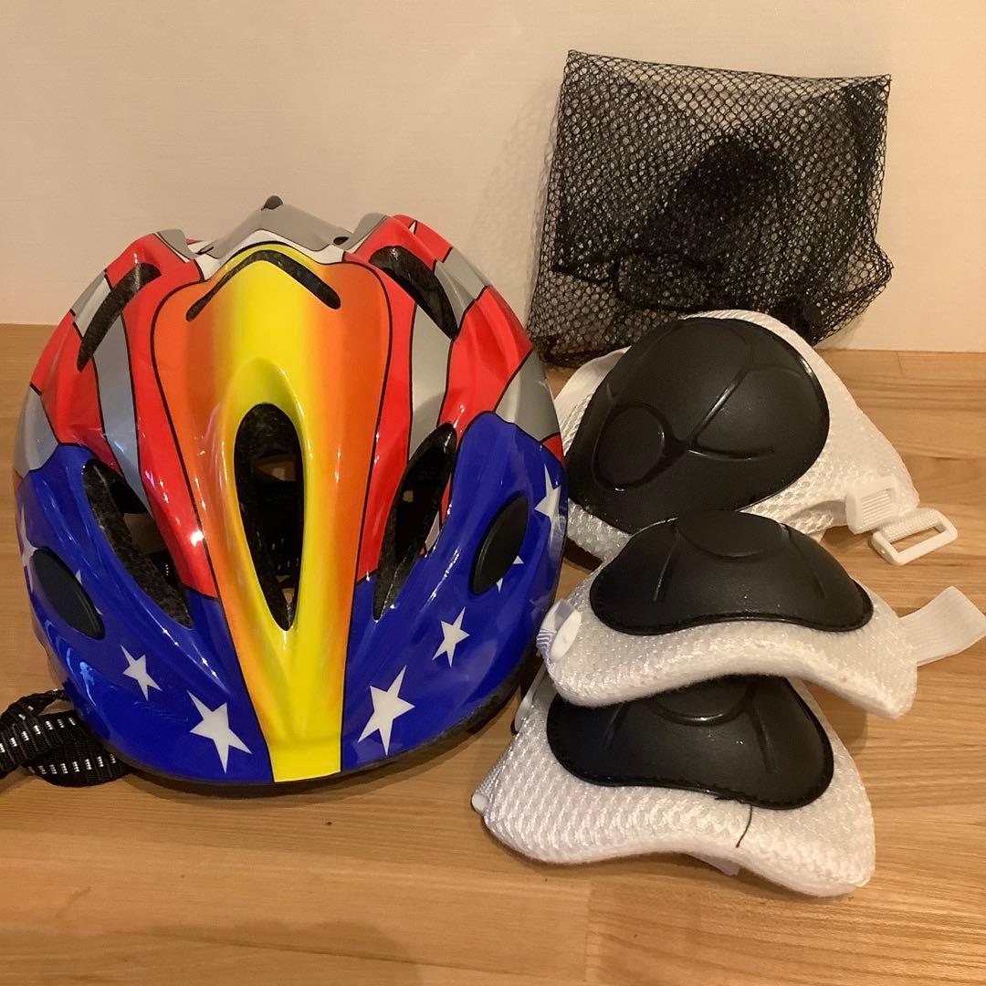 【美品】スパーキー　キックバイク　レッド　SPARKY ヘルメット　腕膝当て付き