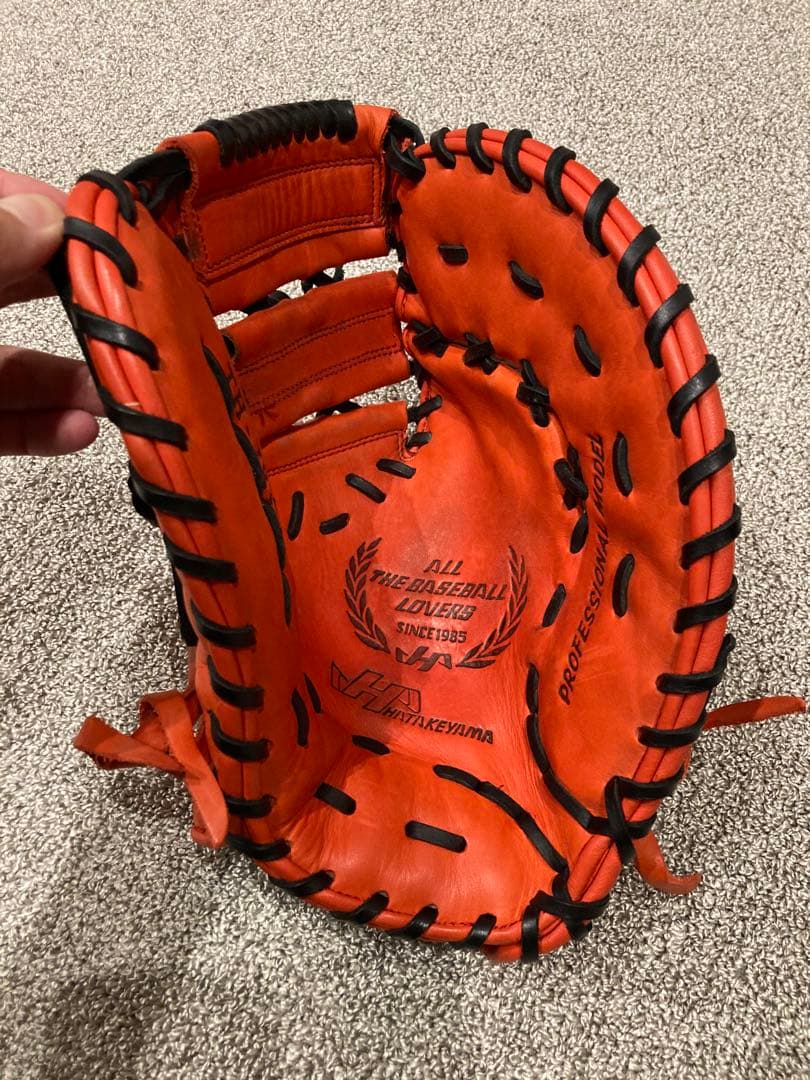 ハタケヤマ 軟式 ファーストミットTH-381V 一塁手用 Vオレンジ